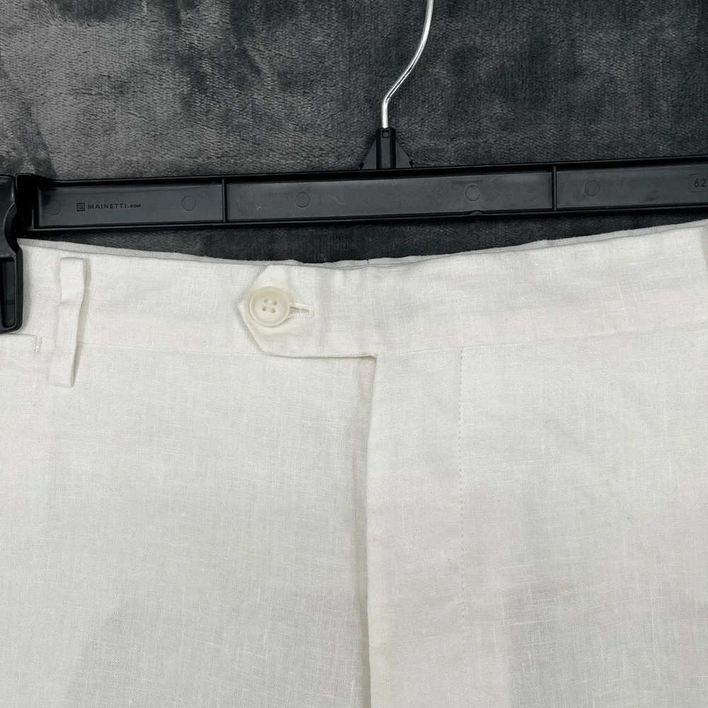 Vintage Enzo Tovare 100% Linen Chino Pants Men's 42x27 White Summer Lightweight